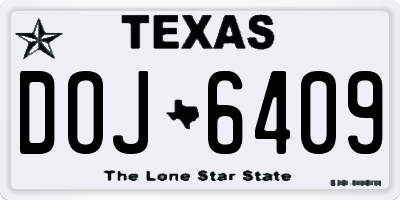 TX license plate DOJ6409