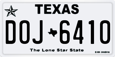 TX license plate DOJ6410