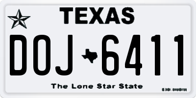 TX license plate DOJ6411
