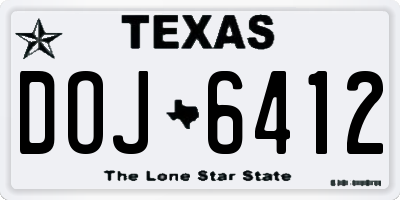 TX license plate DOJ6412