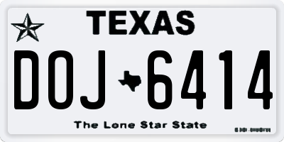 TX license plate DOJ6414