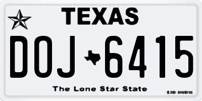TX license plate DOJ6415