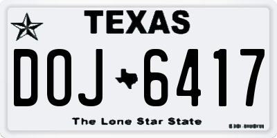 TX license plate DOJ6417