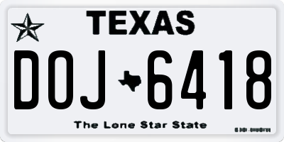 TX license plate DOJ6418
