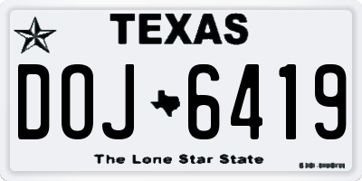 TX license plate DOJ6419