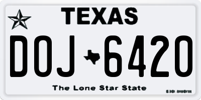 TX license plate DOJ6420