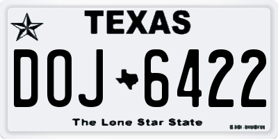 TX license plate DOJ6422