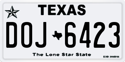 TX license plate DOJ6423