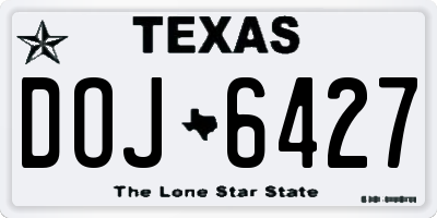 TX license plate DOJ6427