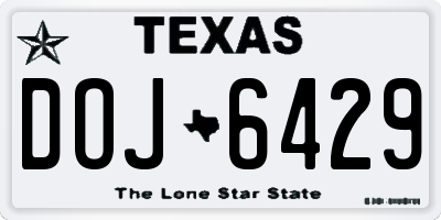 TX license plate DOJ6429