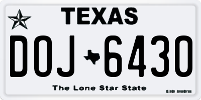 TX license plate DOJ6430
