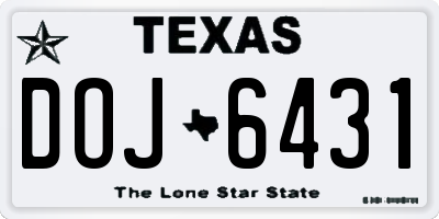 TX license plate DOJ6431