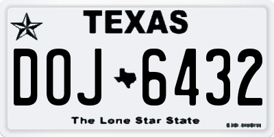 TX license plate DOJ6432