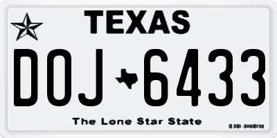 TX license plate DOJ6433