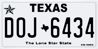 TX license plate DOJ6434