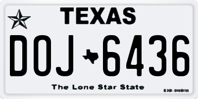 TX license plate DOJ6436
