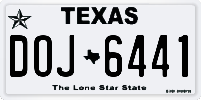 TX license plate DOJ6441