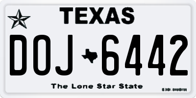 TX license plate DOJ6442