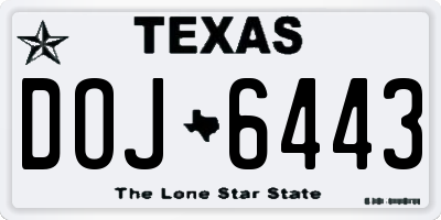 TX license plate DOJ6443