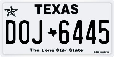 TX license plate DOJ6445