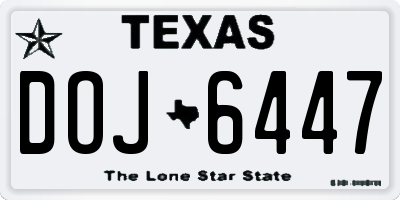 TX license plate DOJ6447