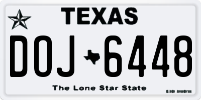 TX license plate DOJ6448