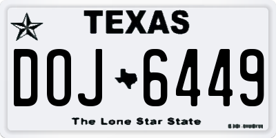 TX license plate DOJ6449