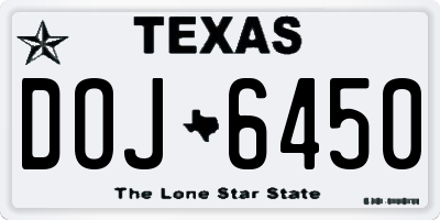 TX license plate DOJ6450