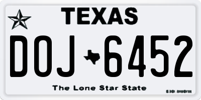 TX license plate DOJ6452