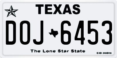 TX license plate DOJ6453