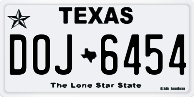 TX license plate DOJ6454