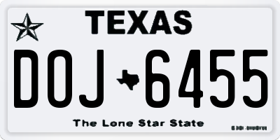 TX license plate DOJ6455
