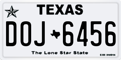 TX license plate DOJ6456