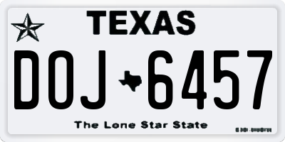 TX license plate DOJ6457