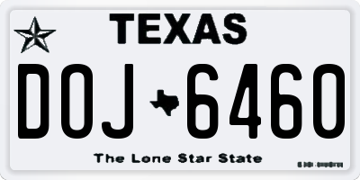 TX license plate DOJ6460