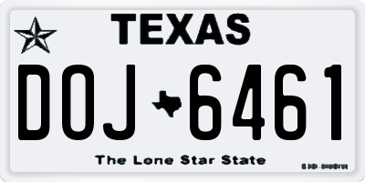 TX license plate DOJ6461