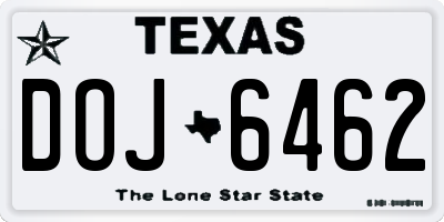 TX license plate DOJ6462