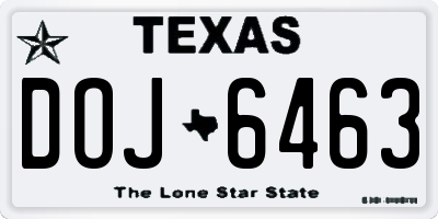 TX license plate DOJ6463