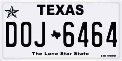 TX license plate DOJ6464