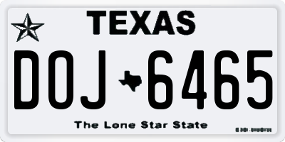 TX license plate DOJ6465