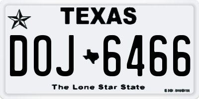 TX license plate DOJ6466