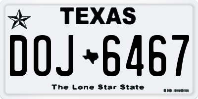 TX license plate DOJ6467