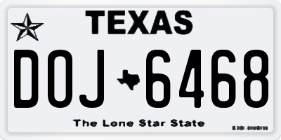 TX license plate DOJ6468
