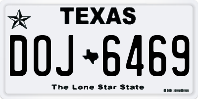 TX license plate DOJ6469