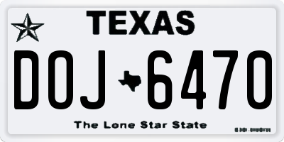 TX license plate DOJ6470