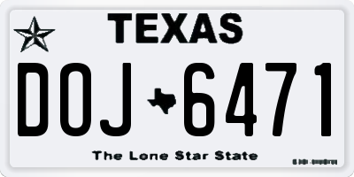 TX license plate DOJ6471