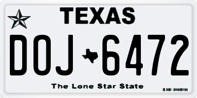 TX license plate DOJ6472