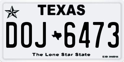 TX license plate DOJ6473