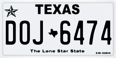 TX license plate DOJ6474