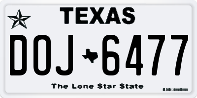 TX license plate DOJ6477